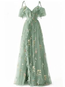 Elegant Green Long Maxi Gown