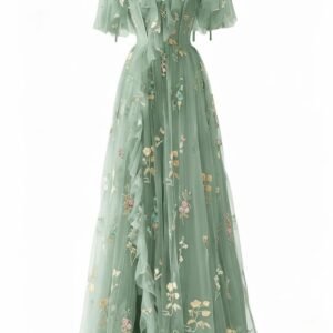 Elegant Green Long Maxi Gown